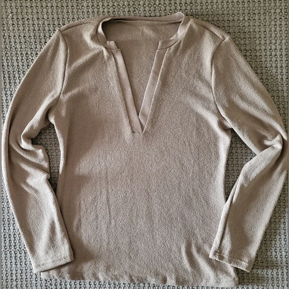 🌻2pk Elegant Beige & BrownV-Neck Long Skeeve Women's Top Size XL - Picture 8 of 11